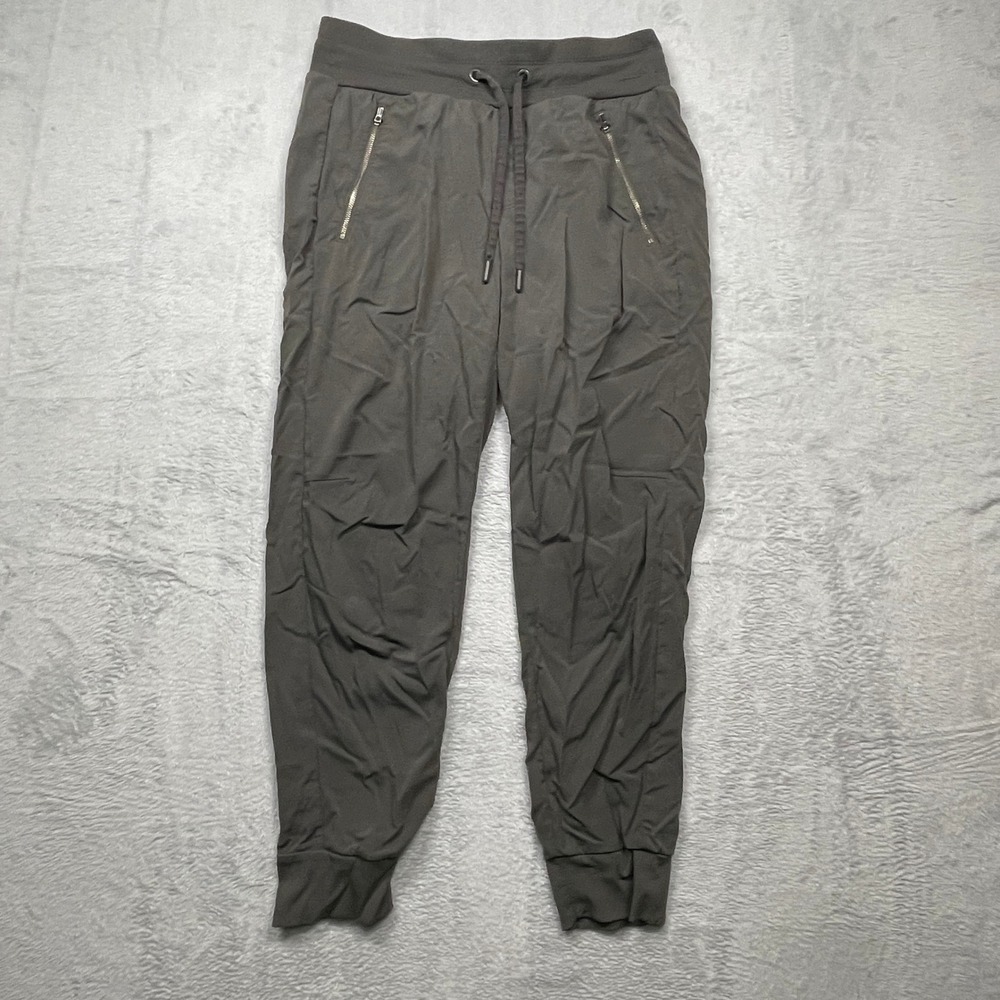 Athleta Jogger Pants Women 4 Dark Olive‎ Green Zipper Pockets Stretch Ripstop